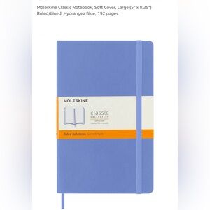 Moleskin Classic Notebook Soft Cover Large (5x8.25),Ruled,Lined, Hydrangea Blue